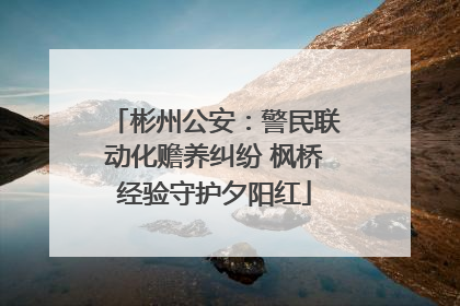 彬州公安：警民联动化赡养纠纷 枫桥经验守护夕阳红